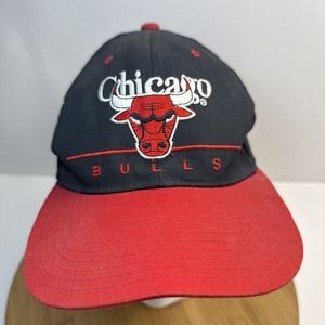 Vintage 90's Chicago Bulls‎ Twins Licensed NBA SnapBack Hat Cap Black Red